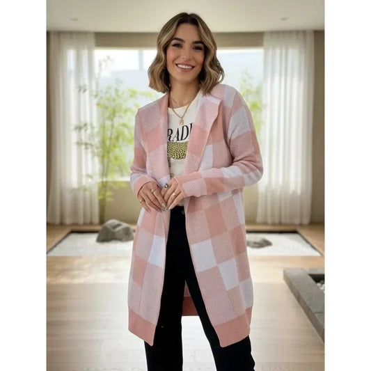 Casaco Longo Feminino de malha da moda